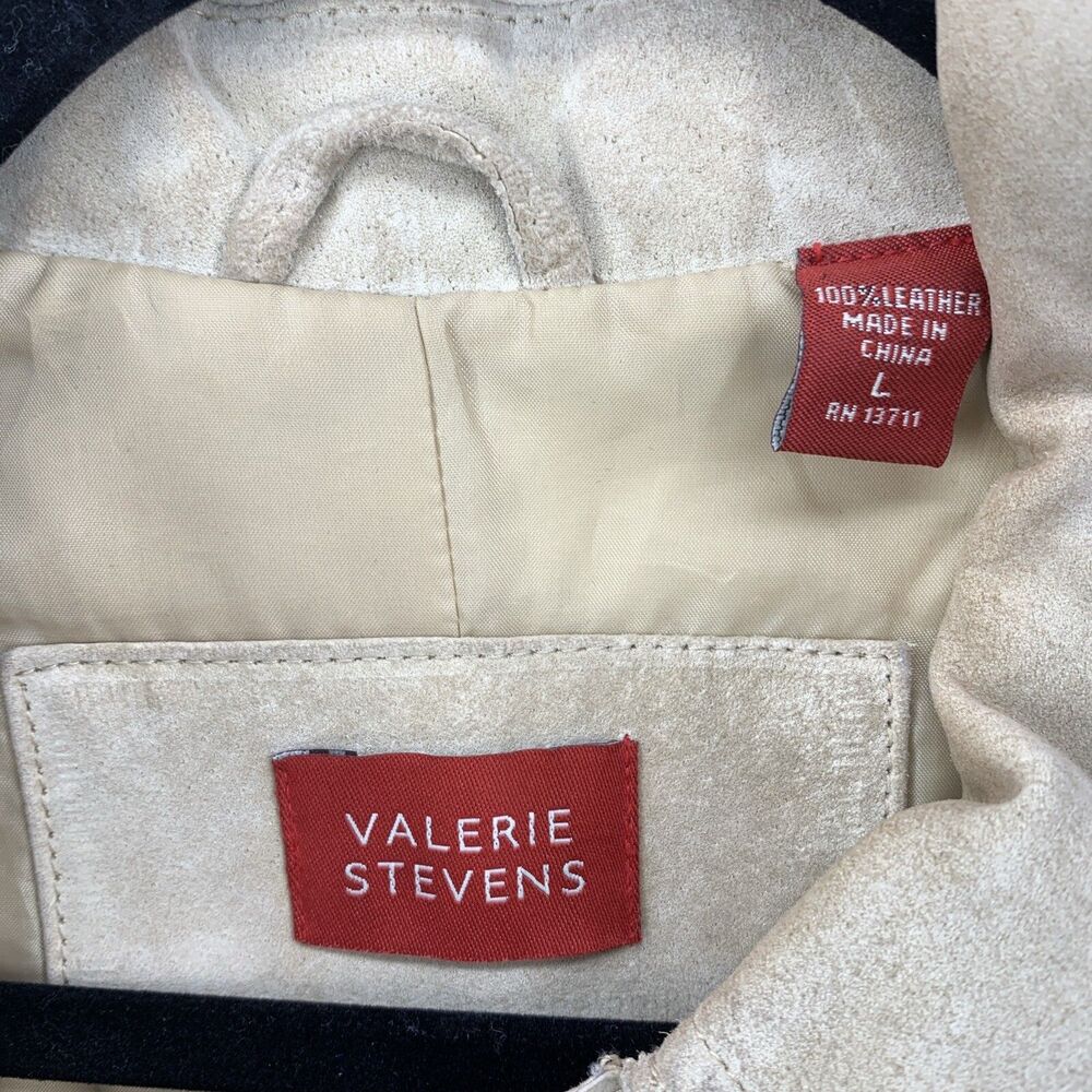 Vtg Valerie Steven’s Womens Large Leather Bomber Jacket 90’s Full Zip Biker Boho - Picture 6 of 11